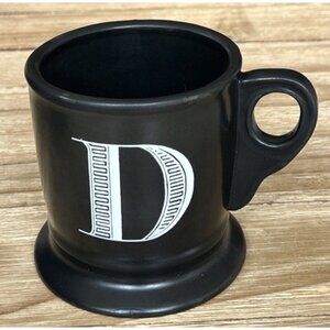 Anthropologie Black Initial D Coffee Mug Cup Pottery